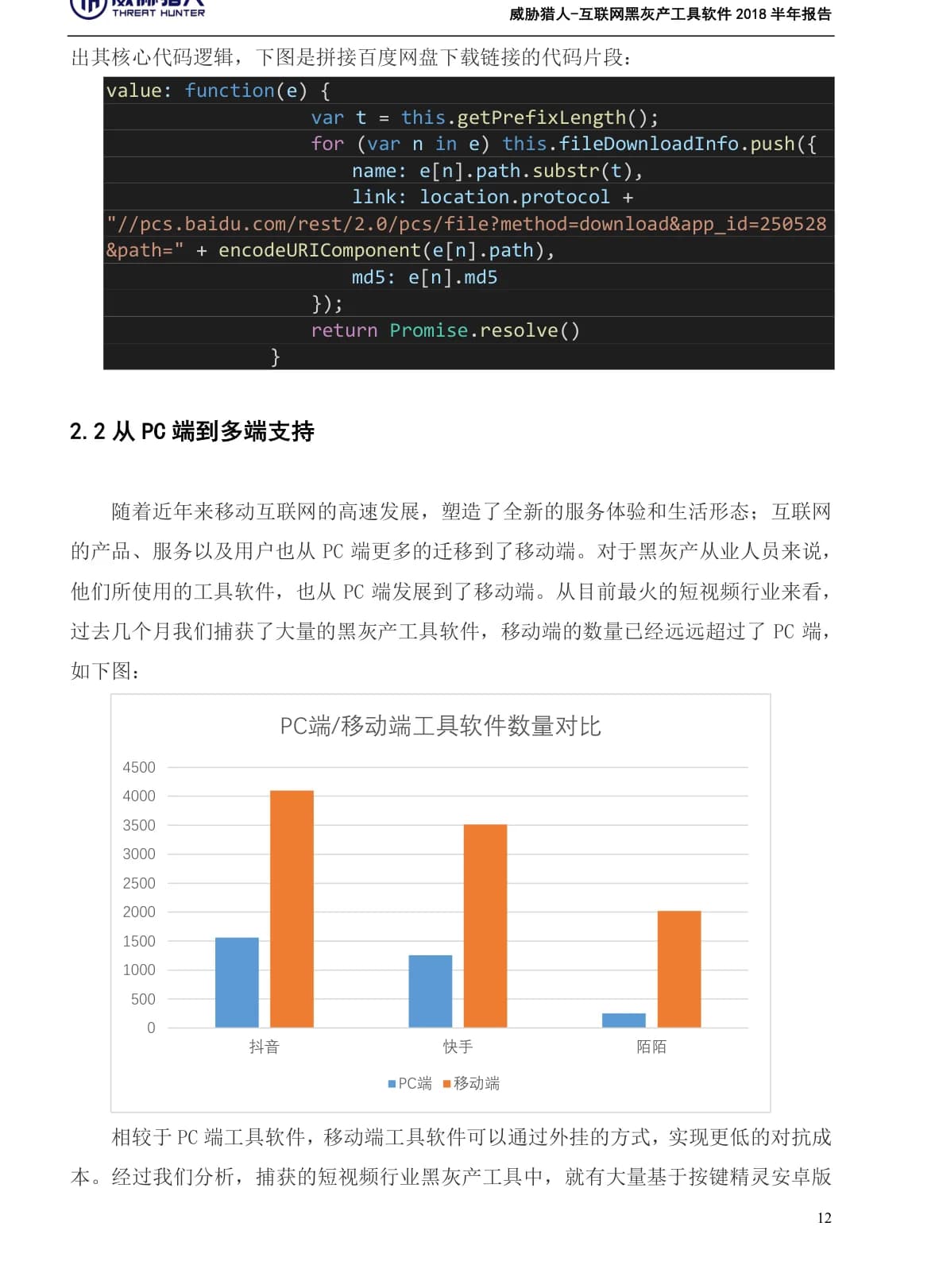 2018上半年互联网黑灰产工具软件报告原 PDF 第 12 页：PC 网盘刷量工具代码与性能
