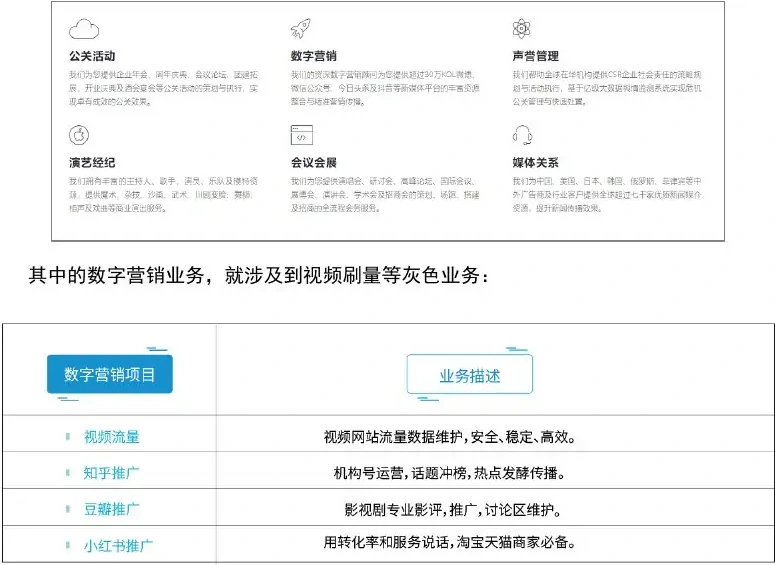 刷量工作室公开展示的服务范围与数字营销项目