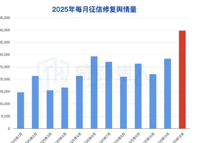 2025 年征信修复风险急剧激增,2025 年下半年较 2024年下半年同比涨幅达 199%图表（原报告第 12 页）