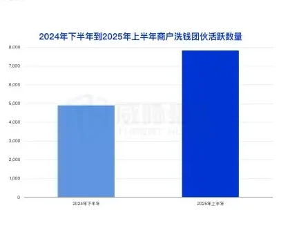 2025 上半年参与洗钱的商户资源变化分析图表（原报告第 32 页）