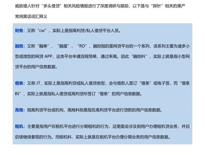 附录:相关黑话词释义图表 2（原报告第 30 页）